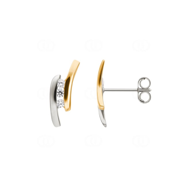 Ohrstecker 750/18 K Gelbgold bicolor mit Zirkonia - IC280BZ