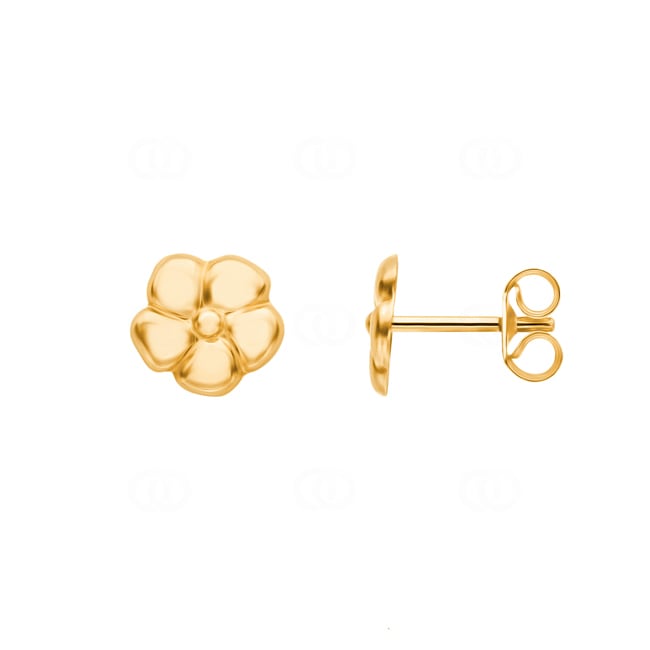 Stud Earrings 750/18 K Yellow Gold Flower - 8300