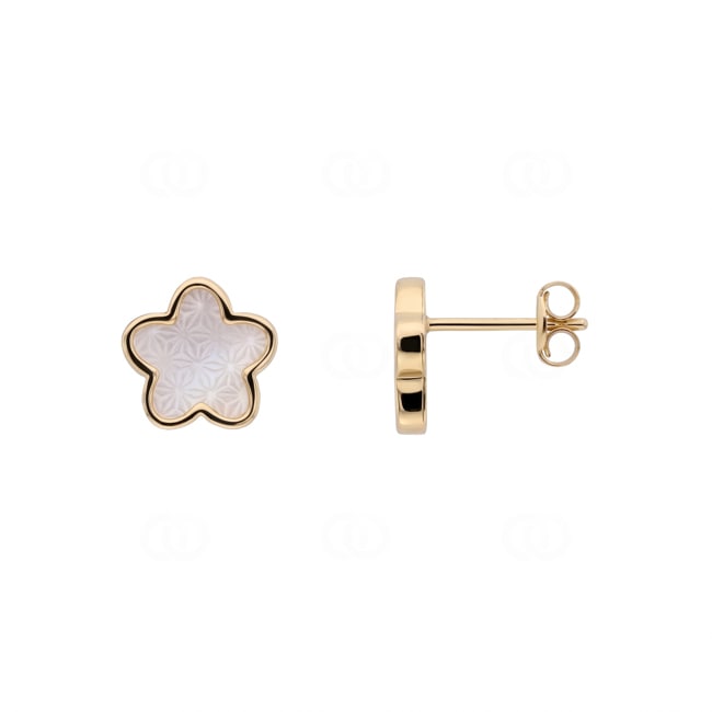 Ohrstecker 750/18 K Gelbgold Blume mit Perlmutt - 149161.6NC