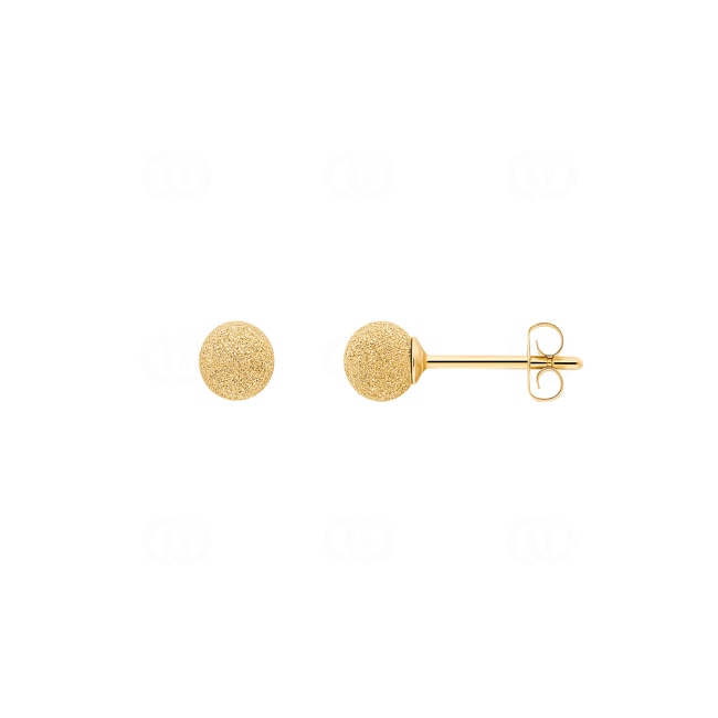 Stud Earrings Frosted 750/18 K Yellow Gold Ø 4mm - 8033.4