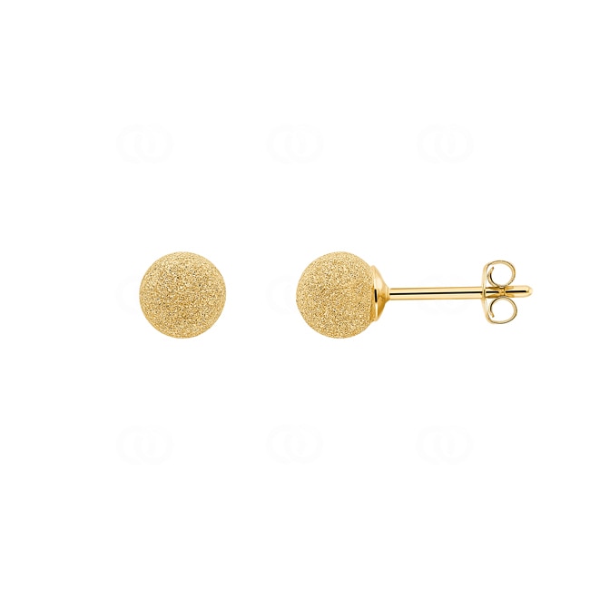Stud Earrings Frosted 750/18 K Yellow Gold Ø 6mm - 8033.6
