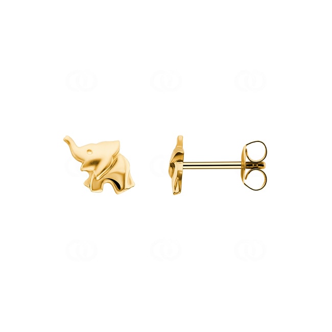 Stud Earrings 750/18 K Yellow Gold Elephant - PE03951-GG