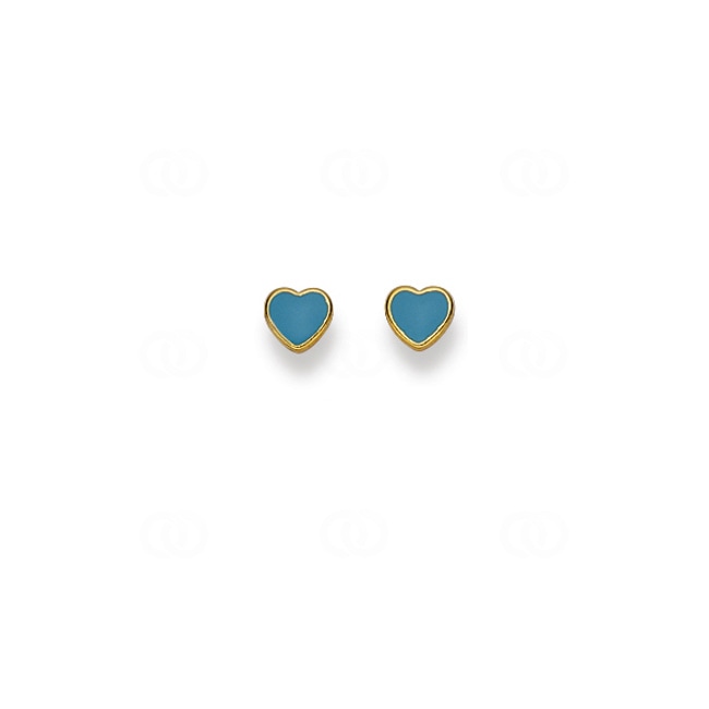 Stud Earrings 750/18 K Yellow Gold Heart with Lacquer - 1163.03538/0001