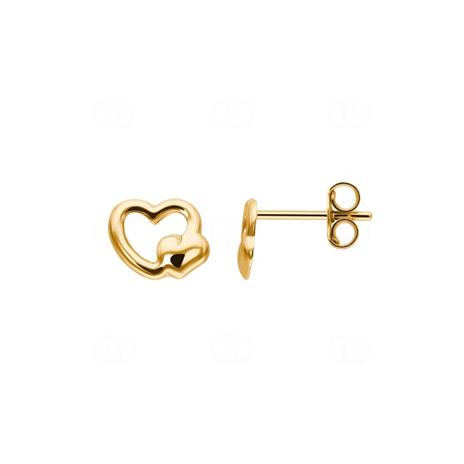 Stud Earrings 750/18 K Yellow Gold Hearts - 8000