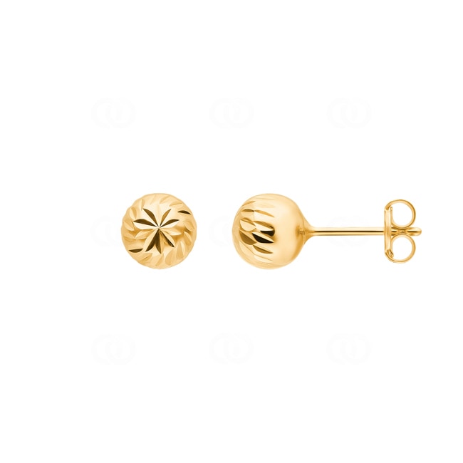 Stud Earrings 750/18 K Yellow Gold Hollow Sphere Ø 6mm - 194061.6