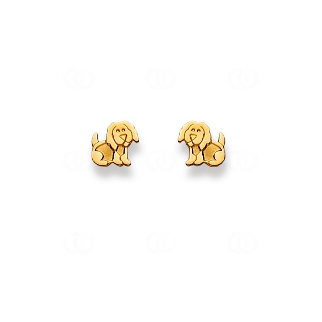 Stud Earrings 750/18 K Yellow Gold Dog - 1163.01276/0008