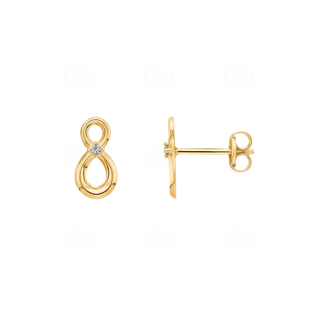 Clous d'oreilles or jaune 750/18 ct Infinity avec zircones - 183591.6ZIR