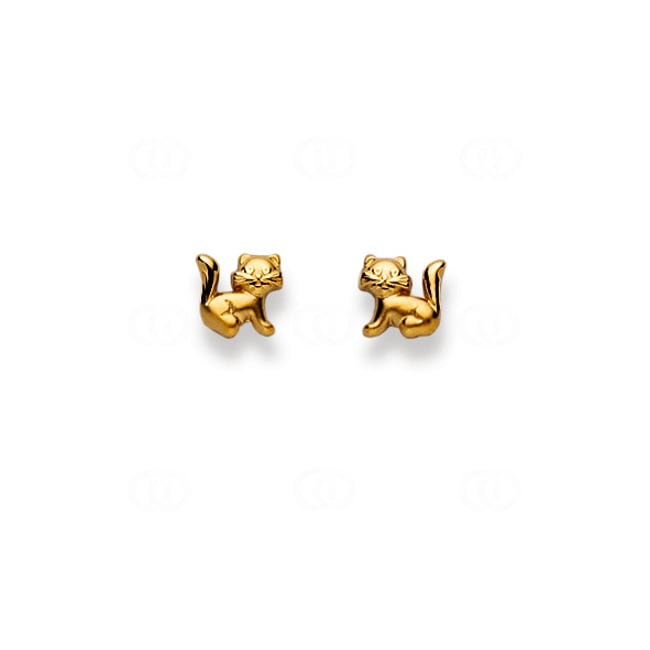 Clous d'oreilles or jaune 750/18 ct Chat - 1163.02691/0001