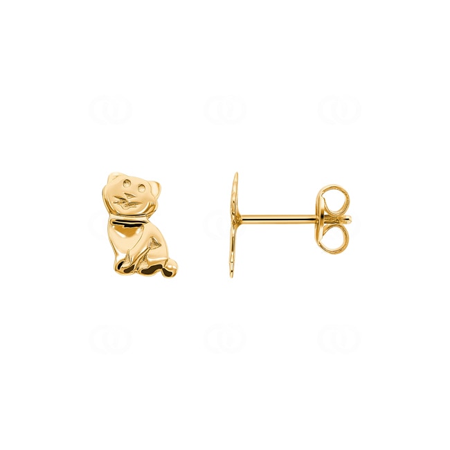 Clous d'oreilles or jaune 750/18 ct Chat - TUE10268-001