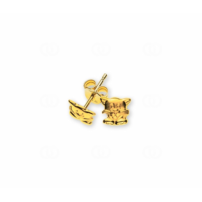 Clous d'oreilles or jaune 750/18 ct, Chat - OGO1058