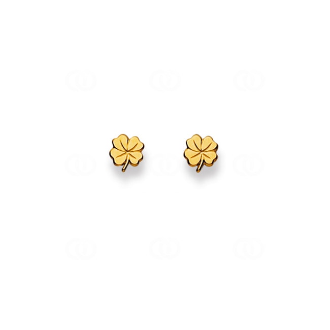 Stud Earrings 750/18 K Yellow Gold, Cloverleaf - 1163.01190/0007