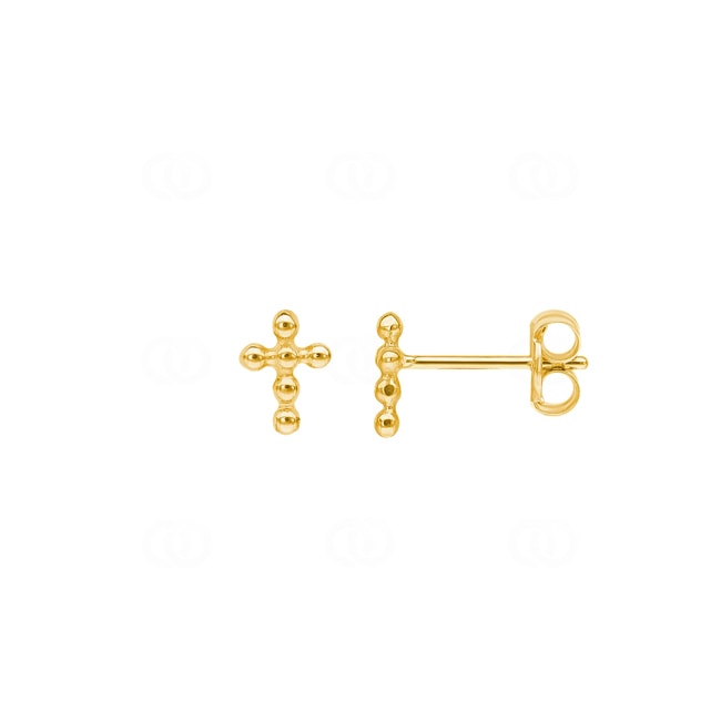 Clous d'oreilles or jaune 750/18 ct Croix - 193891.6