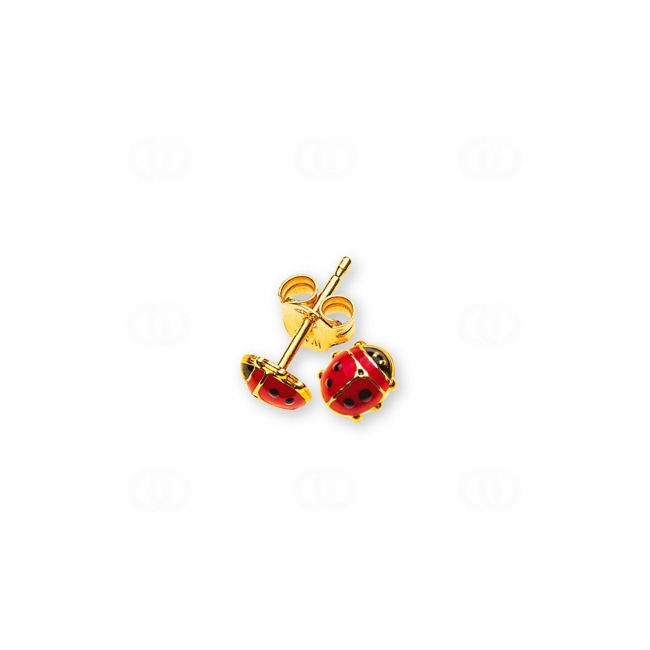 Stud Earrings 750/18 K Yellow Gold, Ladybird - OGO1017
