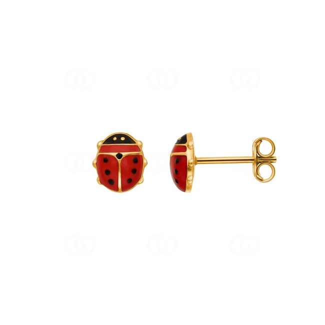 Stud Earrings 750/18 K Yellow Gold, Ladybird - OGO1022