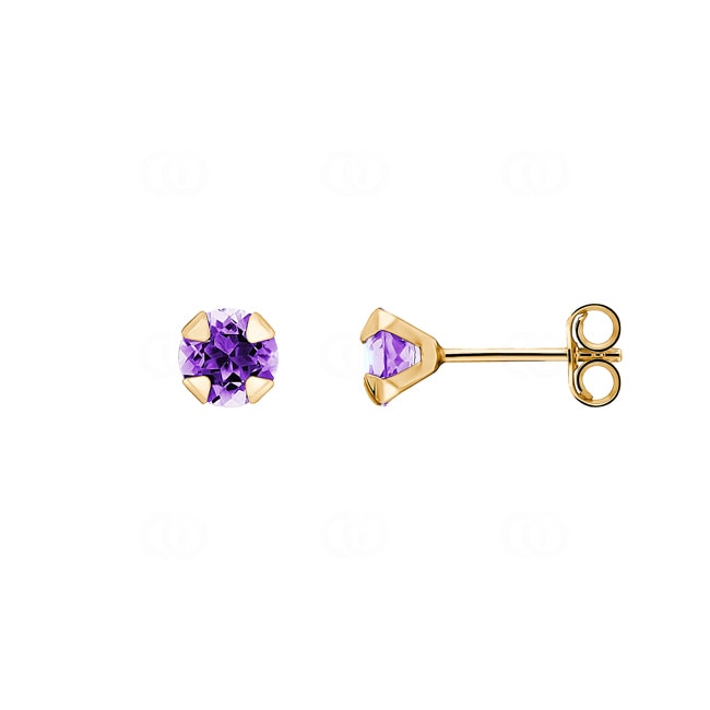 Ohrstecker 750/18 K Gelbgold mit Amethyst Ø 5mm - 8035.5A