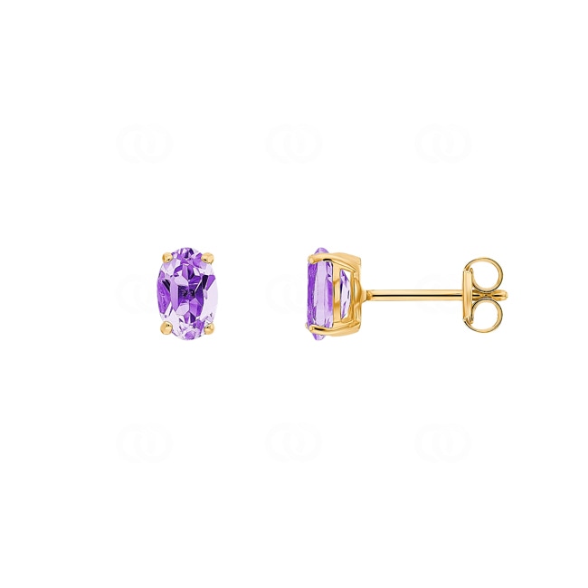 Ohrstecker 750/18 K Gelbgold mit Amethyst oval - 258191.6A