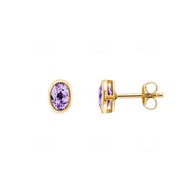 Stud Earrings 750/18 K Yellow Gold with oval Amethyst - PE02508-02-GG