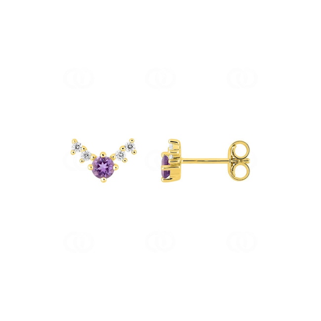 Ohrstecker 750/18 K Gelbgold mit Amethysten & Diamanten 0.10 ct - 2.7438.A0