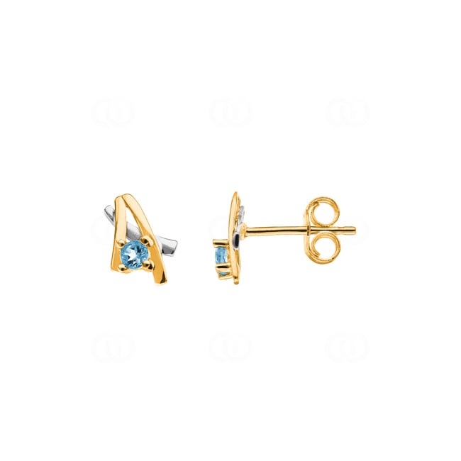 Stud Earrings 750/18 K Yellow Gold with Blue Topaz - 28FH95BT