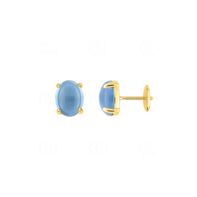 Ohrstecker 750/18 K Gelbgold mit Blautopas behandelt - J20004.T0