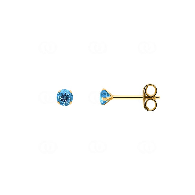 Ohrstecker 750/18 K Gelbgold mit Blautopas Ø 3mm - 8035.3T