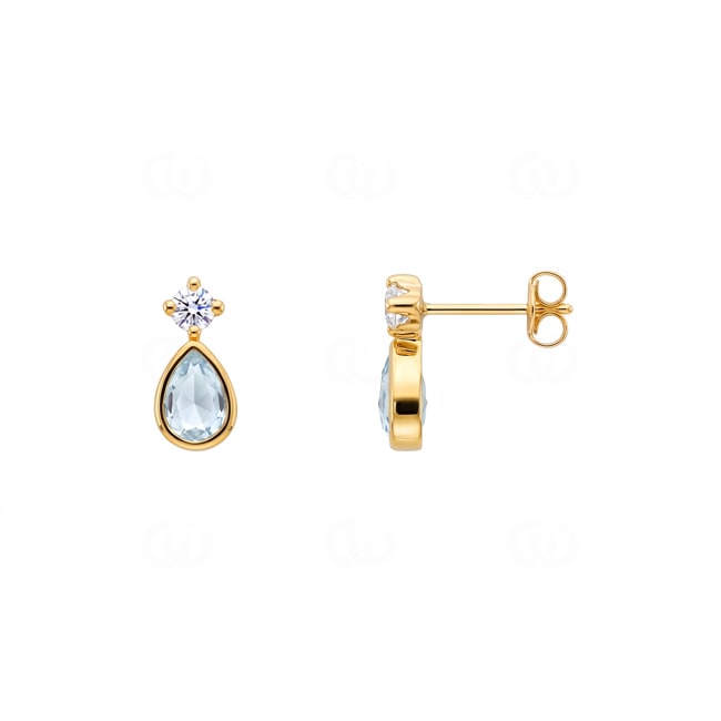 Ohrstecker 750/18 K Gelbgold mit Blautopasen und Zirkonia - 189271.6TO