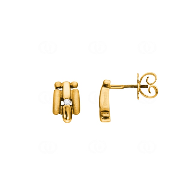 Stud Earrings 750/18 K Yellow Gold with Diamond 0.02ct H/Si - 2921