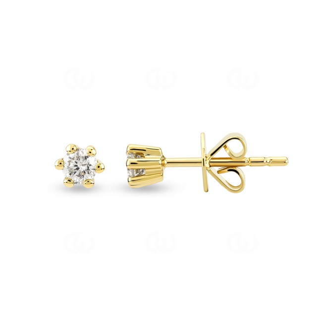 Clous d'oreilles or jaune 750/18 ct avec diamant 0.21 ct H/si - OR-082244-10-GG