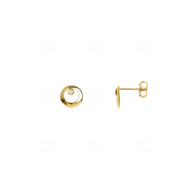 Stud Earrings 750/18 K Yellow Gold with Diamonds 0.01ct. H/p1 - RB257XB4