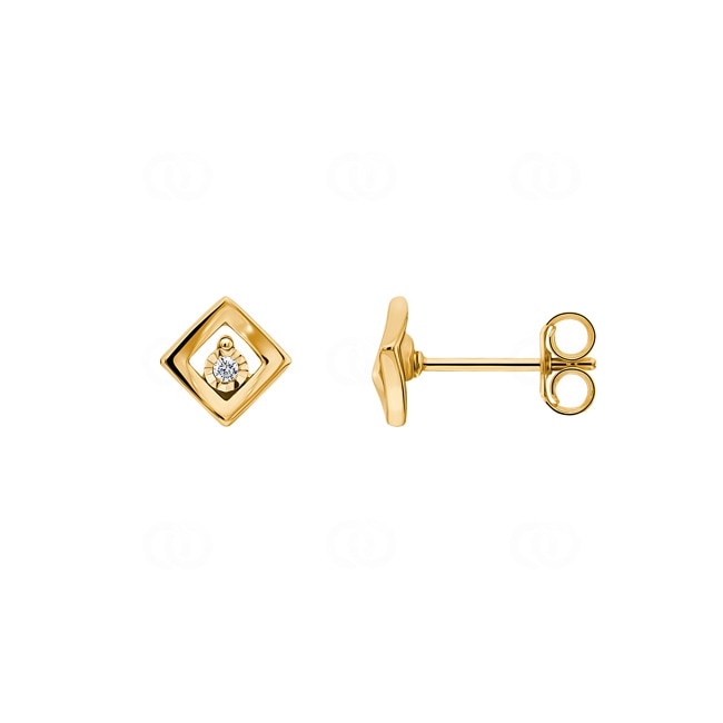 Stud Earrings 750/18 K Yellow Gold with Diamonds 0.02ct. H/p1 - QE204XB4