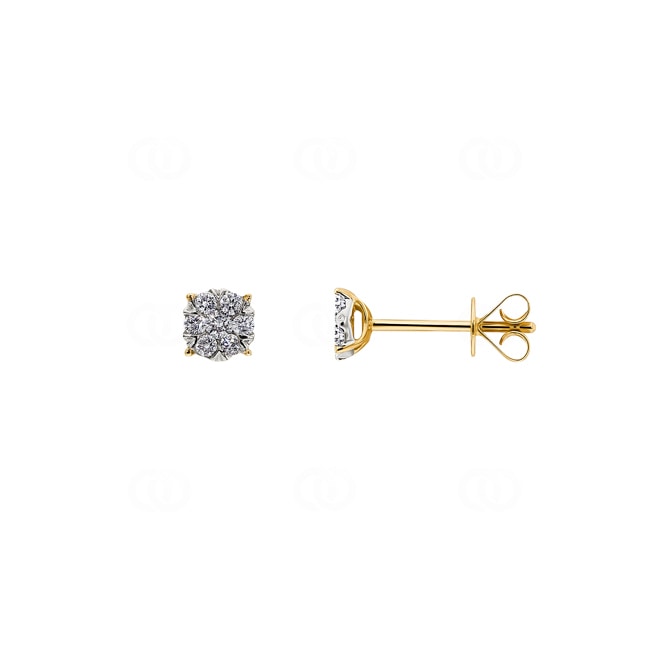Stud Earrings 750/18 K Yellow Gold with Diamonds 0.20 ct H/si - OR-69332-GG