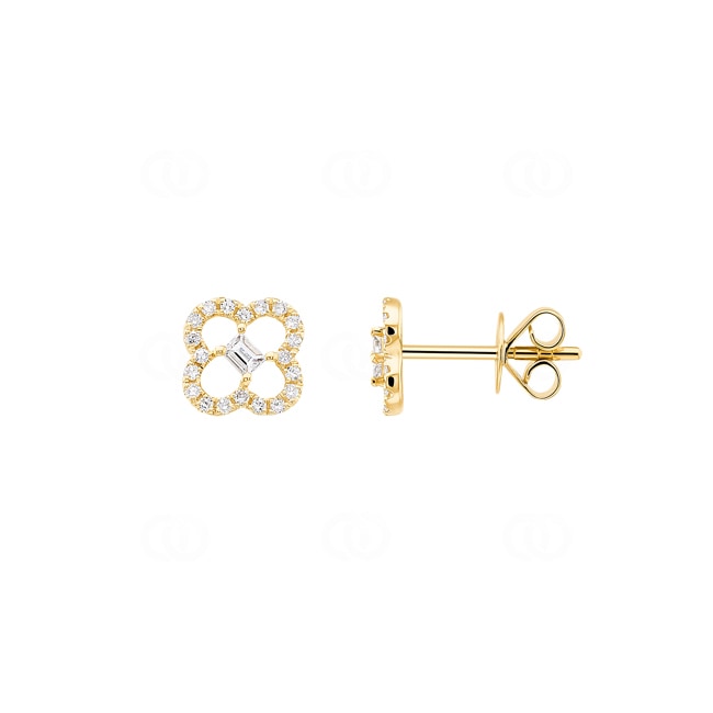 Ohrstecker 750/18 K Gelbgold mit Diamanten 0.20 ct H/si, Kleeblatt Ohrstecker 750/18 K Gelbgold mit Diamanten 0.20 ct H/si, Kleeblatt - OR-31785-GG