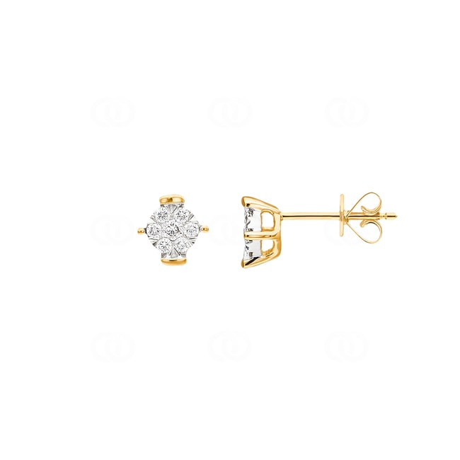 Stud Earrings 750/18 K Yellow Gold with Diamonds 0.21 ct H/si - OR-49552-GG