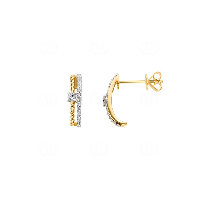 Clous d'oreilles or jaune 750/18 ct avec diamants 0.21 ct H/si - OR-73152-GG