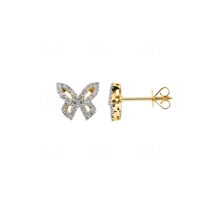 Stud Earrings 750/18 K Yellow Gold with Diamonds 0.25 ct H/si, Butterflies - OR-45159-GG