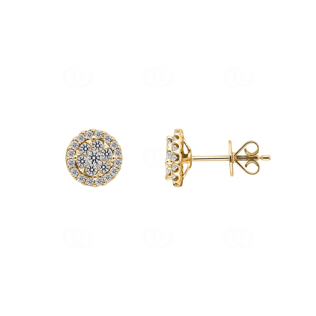 Stud Earrings 750/18 K Yellow Gold with Diamonds 0.50 ct H/si - OR-69225-GG