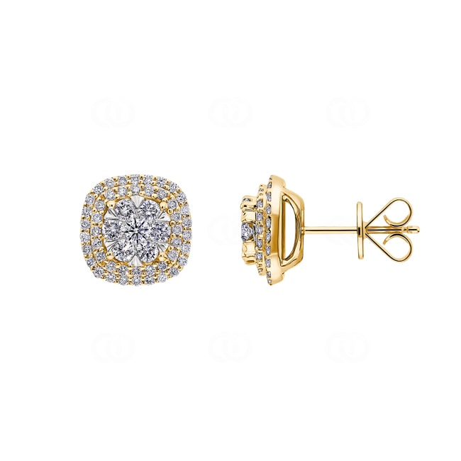 Clous d'oreilles or jaune 750/18 ct avec diamants 1.00 ct H/si - OR-69235-GG