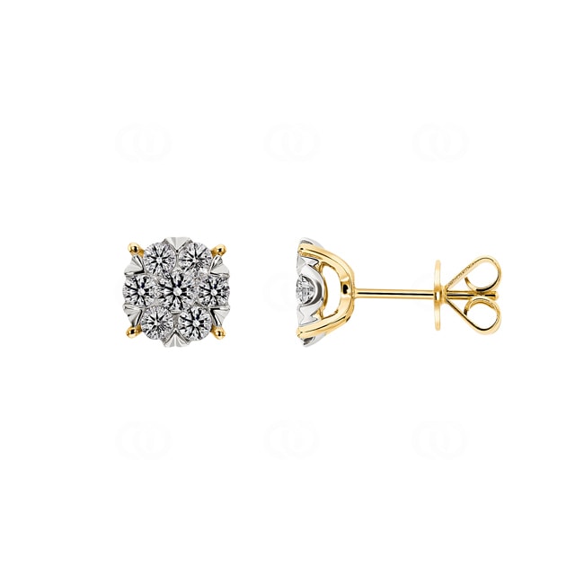 Stud Earrings 750/18 K Yellow Gold with Diamonds 1.00 ct H/si - OR-69174-GG