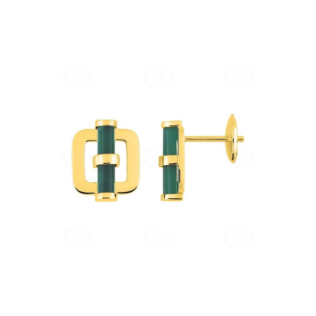 Ohrstecker 750/18 K Gelbgold mit grünem Achat - J20016.H0
