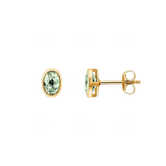 Stud Earrings 750/18 K Yellow Gold with oval Peridot - PE02508-07-GG