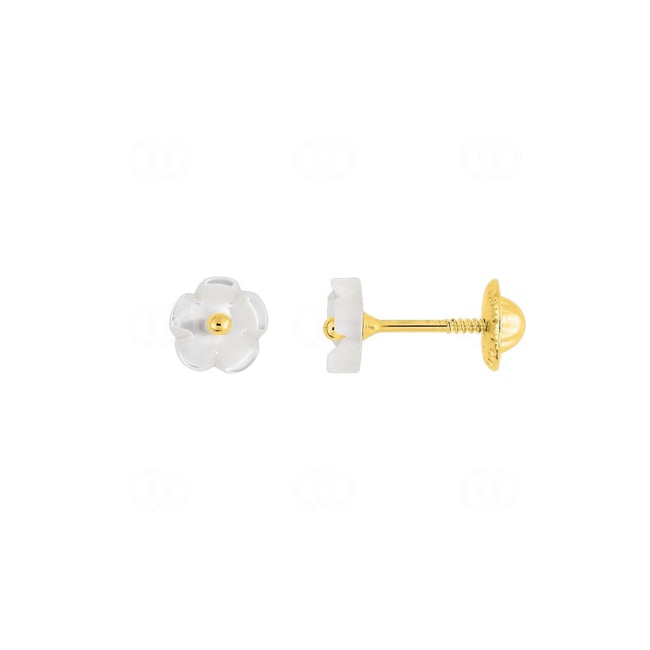 Ohrstecker 750/18 K Gelbgold mit Blume aus Perlmutt - 28MP92JNB