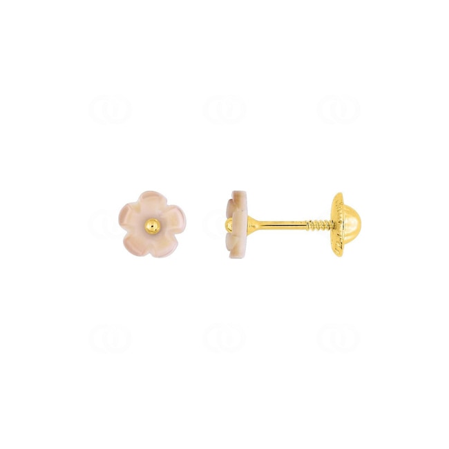 Ohrstecker 750/18 K Gelbgold mit Blume aus Perlmutt - 28MP92JNR
