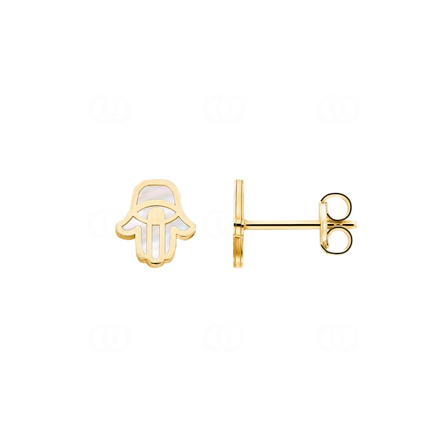 Ohrstecker 750/18 K Gelbgold Fatima-Hand mit Perlmutt - 148571.6NCG