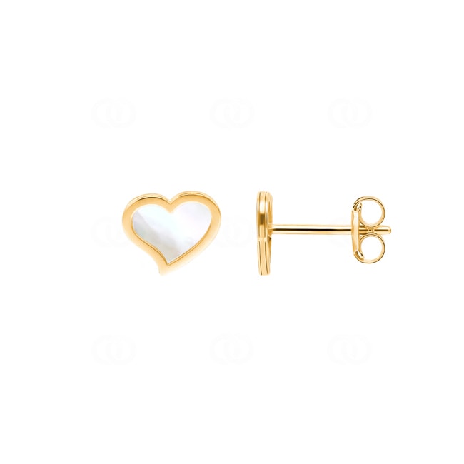 Ohrstecker 750/18 K Gelbgold Herz mit Perlmutt - 148551.6NC