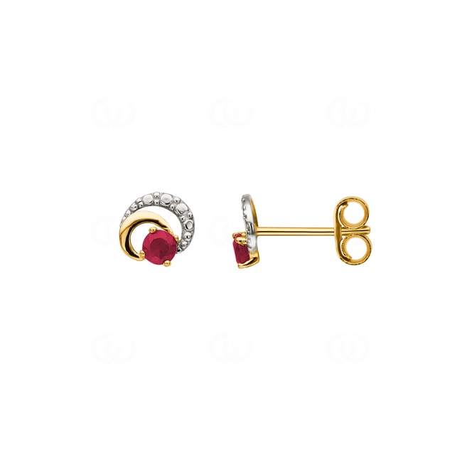 Ohrstecker 750/18 K Gelbgold mit Rubin 0.19ct. - IJ218BR