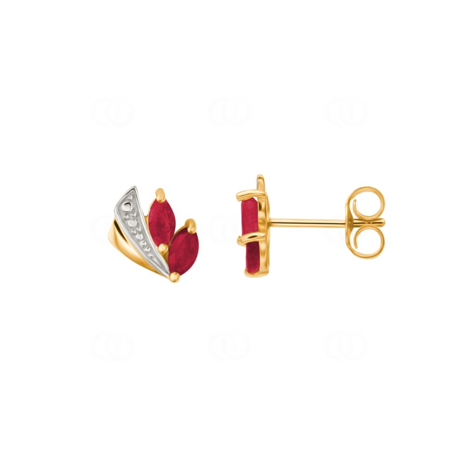 Stud Earrings 750/18 K Yellow Gold with Ruby 0.42ct. - IJ231BR