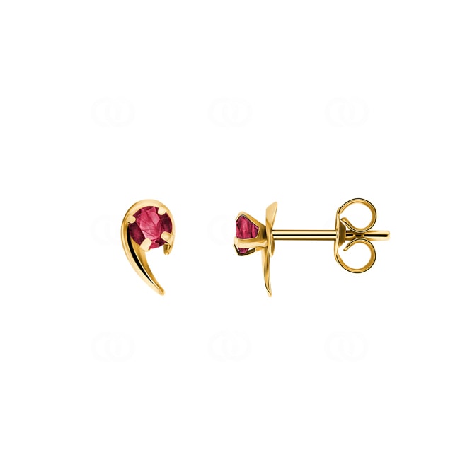 Stud Earrings 750/18 K Yellow Gold with Ruby - 8367R