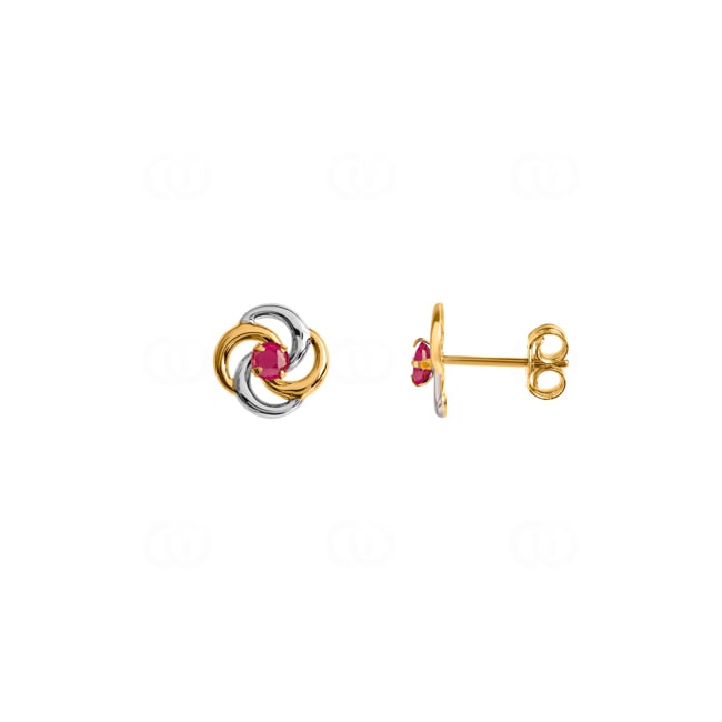 Stud Earrings 750/18 K Yellow Gold with Ruby - 28SA716BR
