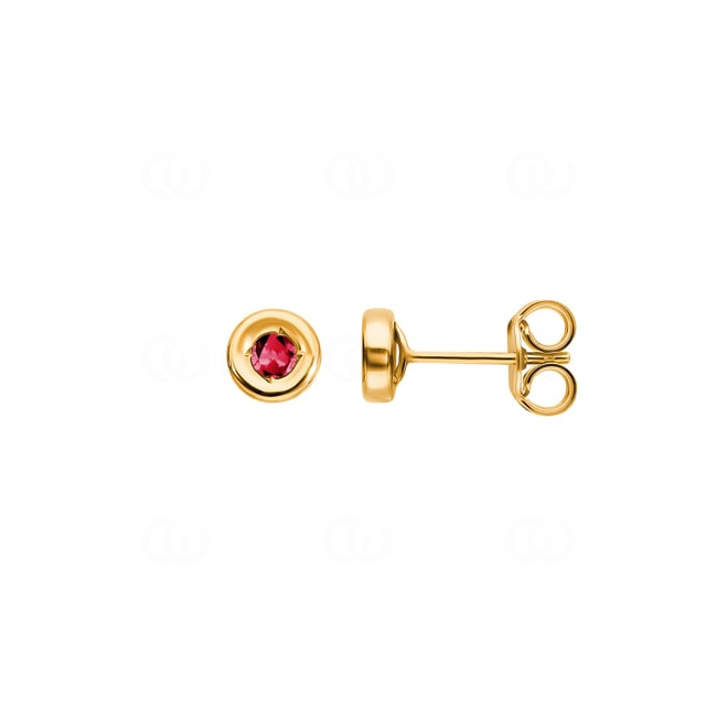 Clous d'oreilles or jaune 750/18 ct avec rubis Ø 2.5mm - 1814R