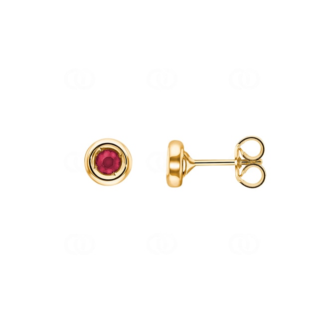 Clous d'oreilles or jaune 750/18 ct avec rubis Ø 3.0mm - 1815R